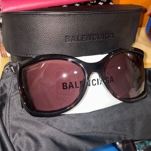 Balenciaga BB0154S Oversized Sunglasses Tortoiseshell Brown Lens Full Set